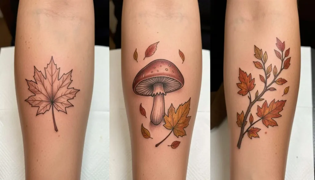 Image de l'article : Tatouages d&rsquo;automne : feuilles, champignons… quels motifs choisir?