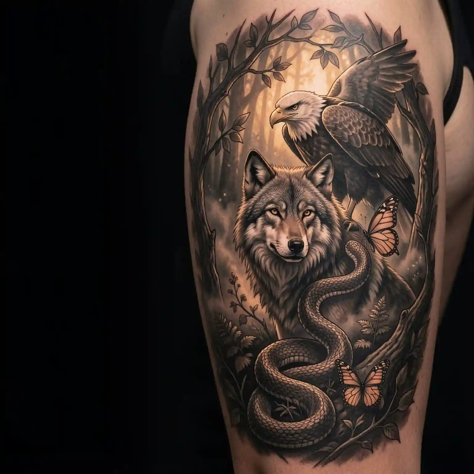 Tatouages représentant différents animaux symboliques